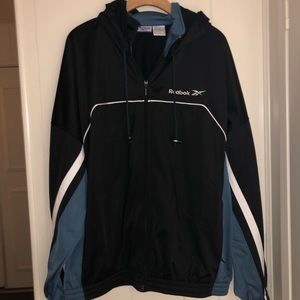 Vintage Reebok zip up sweater with removable hood